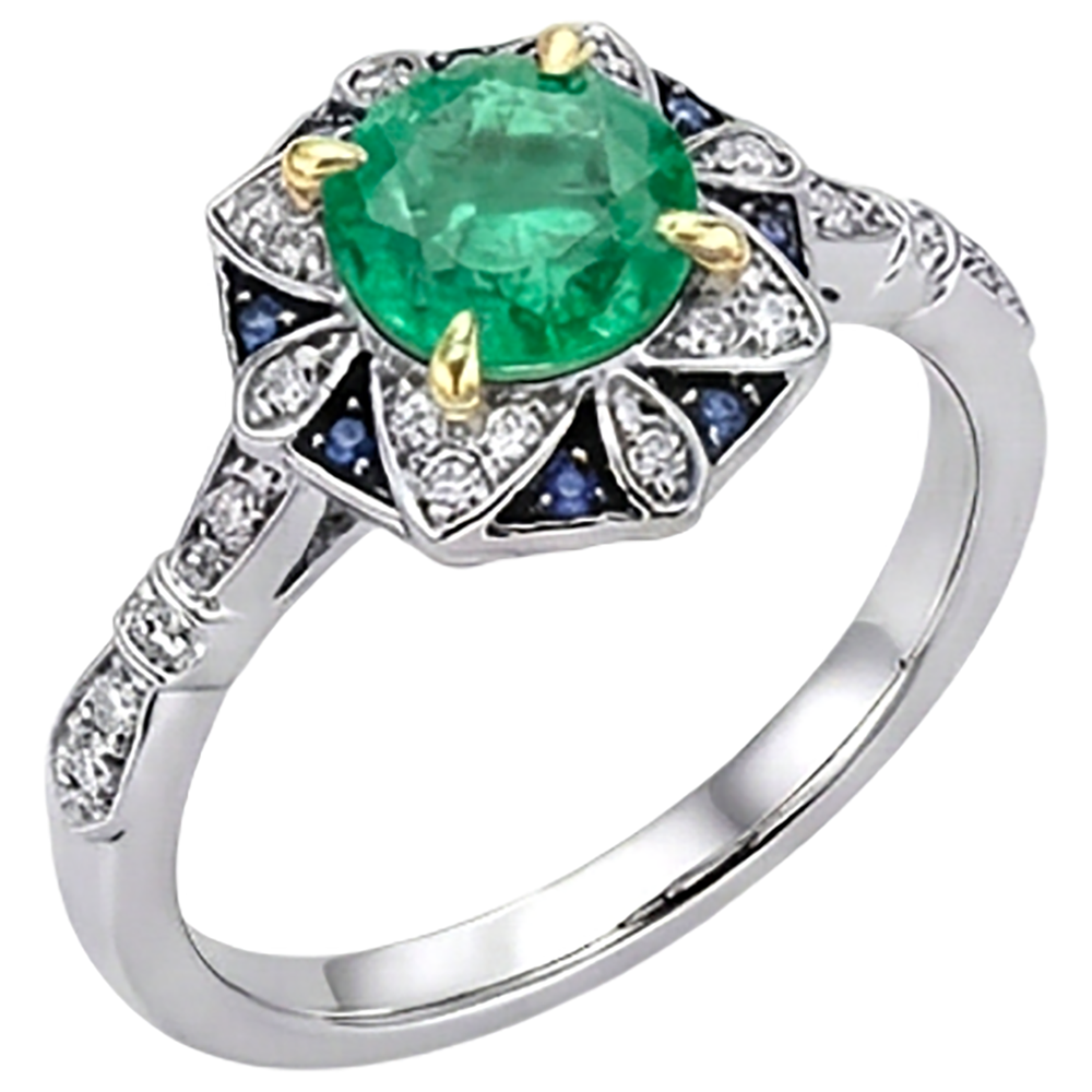 Edelstein-Ring 14K mit Smaragd – Seitenansicht
