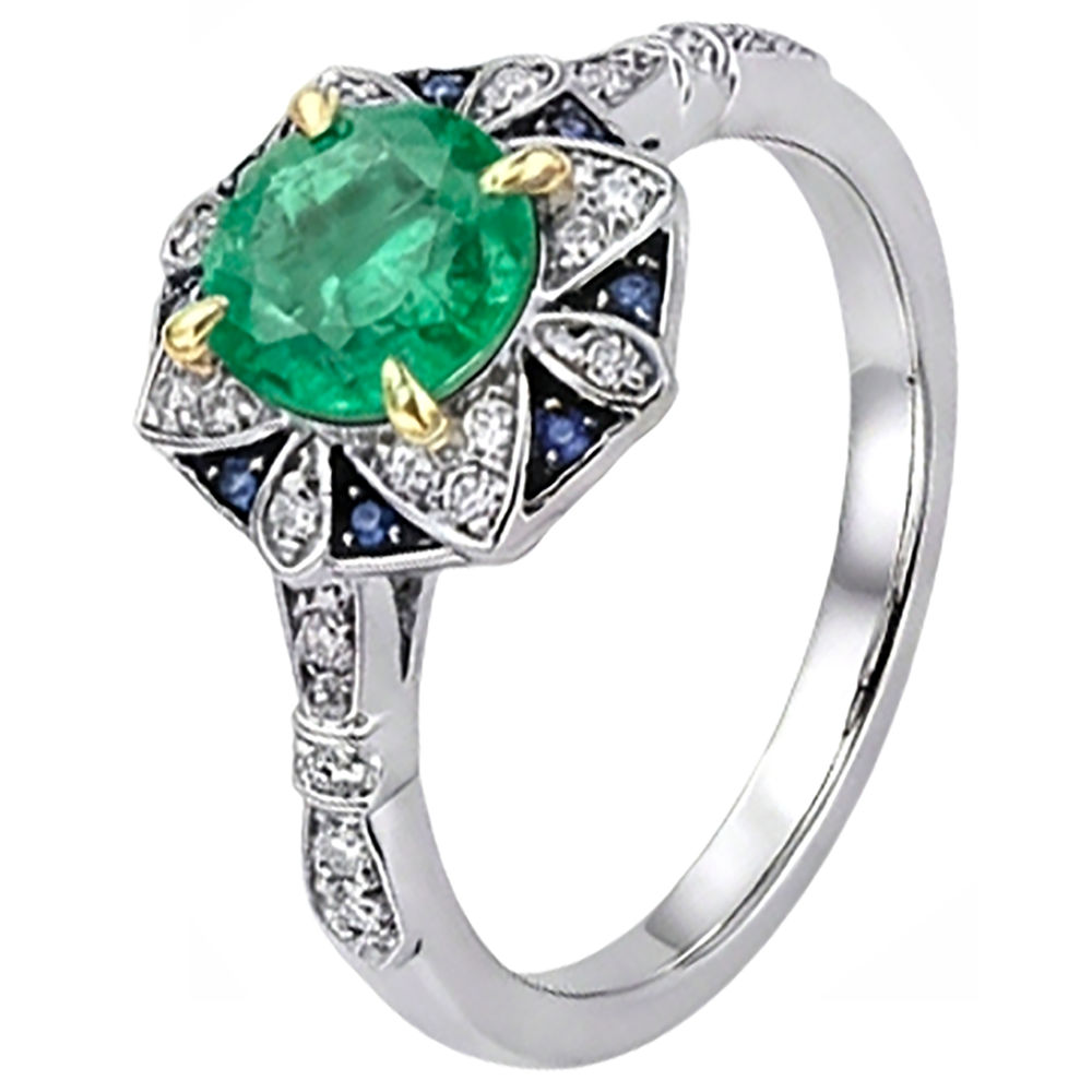 Edelstein-Ring 14K mit Smaragd – Profilansicht
