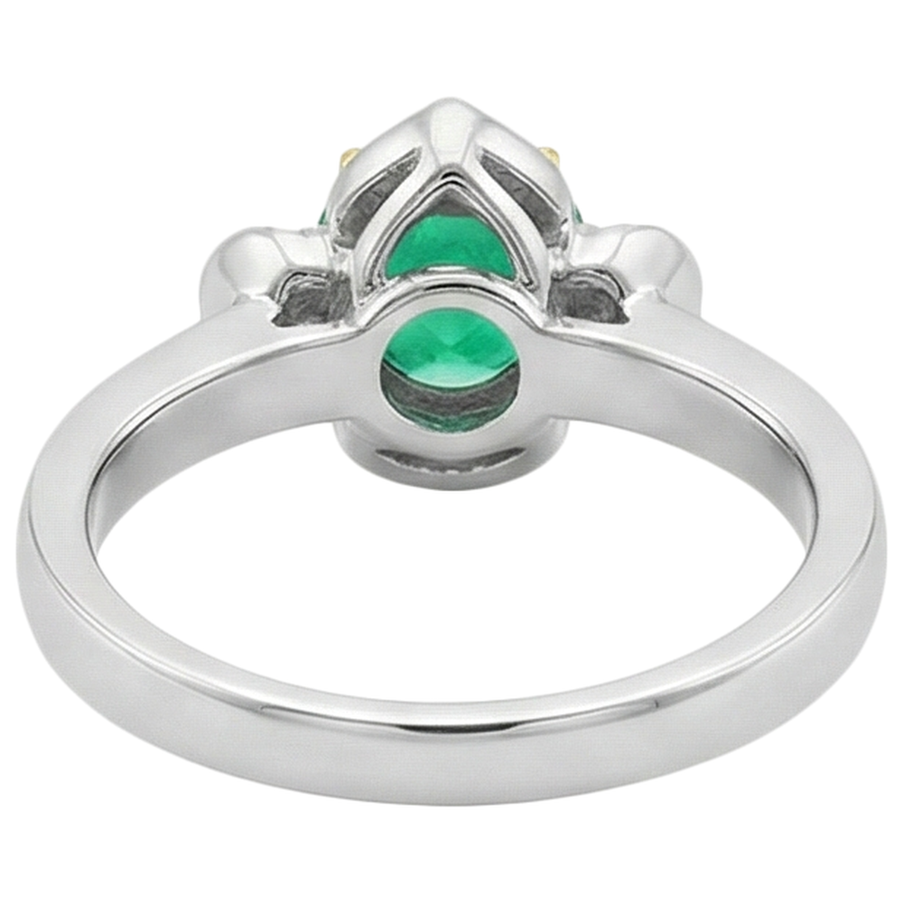 Farbstein-Ring Bicolor 14K Gold mit Edler Smaragd – Rückansicht