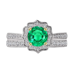 Pavé Schmuckstein-Ring – Edler Smaragd 2 Karat Bicolor 14K Gold