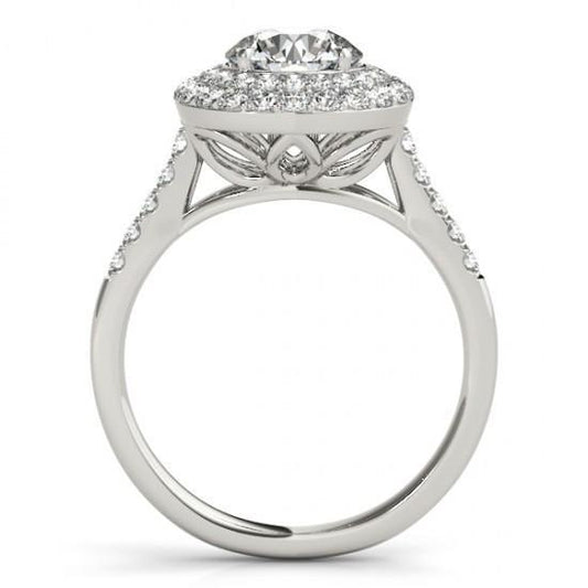 Flower Style Halo Round Natürliche Diamond 2 Karat Verlobungsring WG 14K