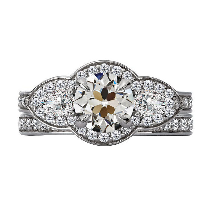 Naturreiner Diamant Halo-Fassung Ring – Hauptansicht