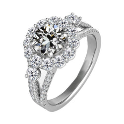 Authentischer Geteilte Schiene Diamant Halo-Fassung Ring 4 Karat