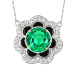 14K Smaragd Edelstein-Anhänger – 3-Karat Rund-Brillant
