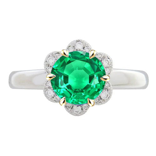 Farbstein-Ring Bicolor 14K Gold mit Kolumbianischer Smaragd – Hauptansicht