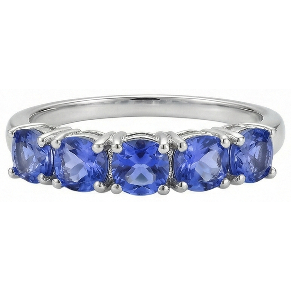 echter round tansanit 2.50Karat memoire-ring Seitenansicht