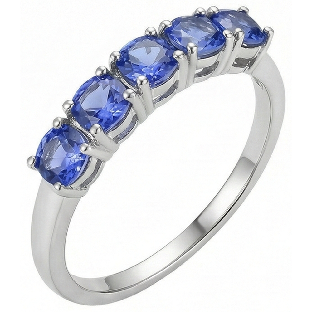 echter round tansanit 2.50Karat memoire-ring Detailansicht