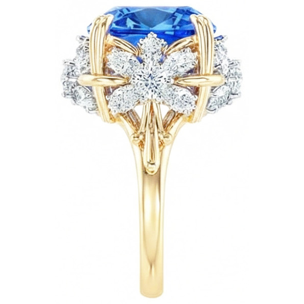 echter cushion diamant 14Karat ring Draufsicht