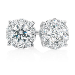 FunkelndFunkelnd Halo Runden Natürliche DiamantStud Earrings 3.50 Carat White Gold 14K