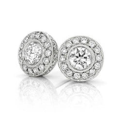 FunkelndFunkelnd Runden Echt DiamantStud Halo Earrings 2.28 Carat White Gold 14K