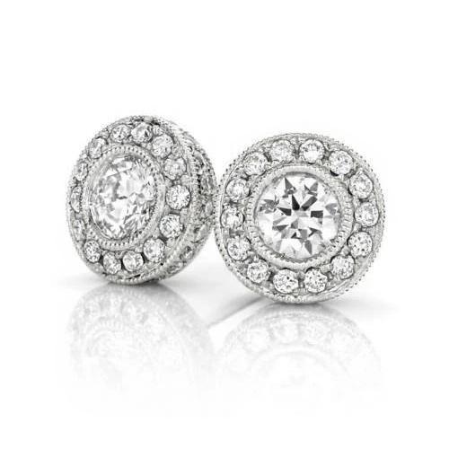 FunkelndFunkelnd Runden Echt DiamantStud Halo Earrings 2.28 Carat White Gold 14K