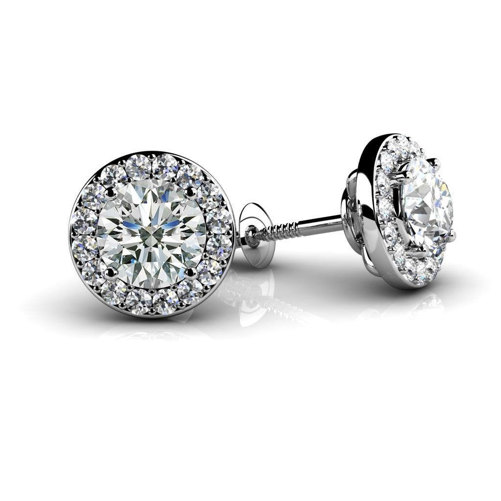 Funkelnd Funkelnd Runden Natürliche Diamant Halo Stud Earrings 3.50 Carat White Gold 14K