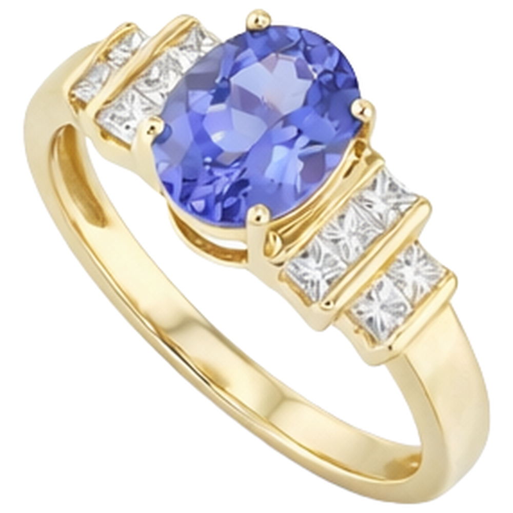 echter oval tansanit 3Karat ring Draufsicht