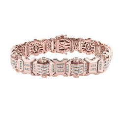 Funkelnde 12 Karat Echt Diamanten Herrenarmband Roségold 14K