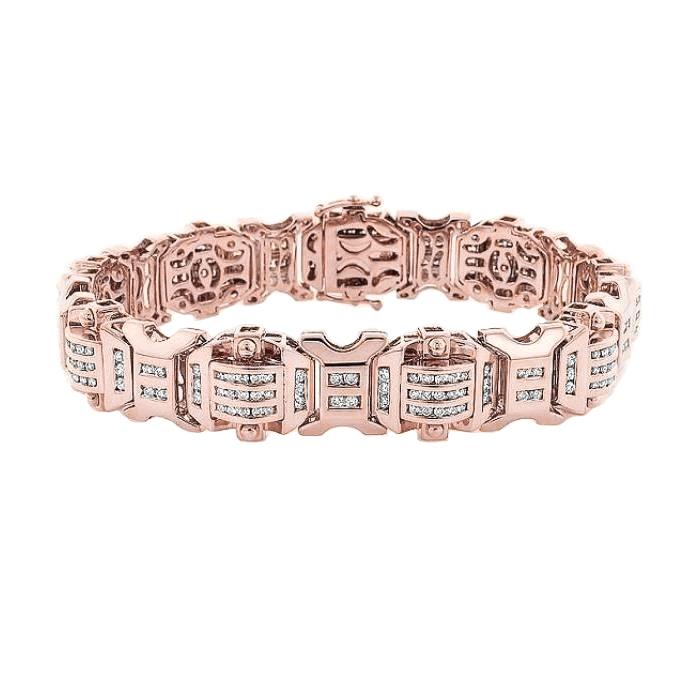 Funkelnde 12 Karat Echt Diamanten Herrenarmband Roségold 14K