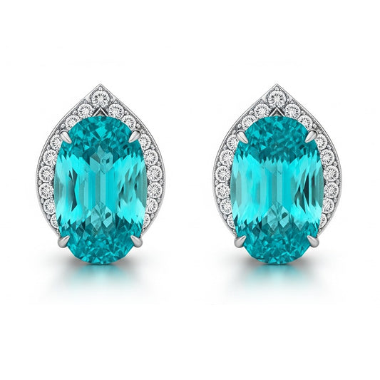 Funkelnde Paraiba Ohrringe in Weißgold 2,70 ct