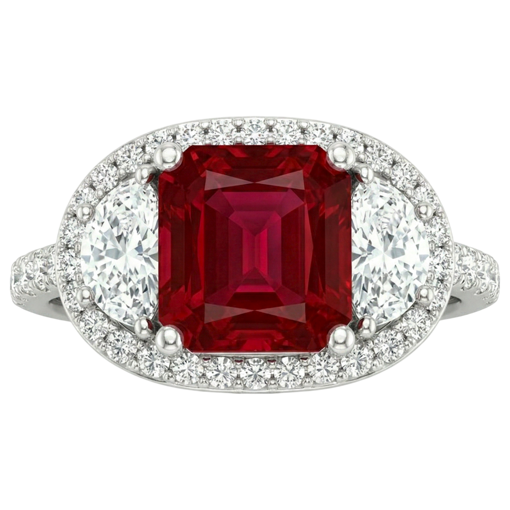 echter princess rubin 3Karat ring Vorderansicht