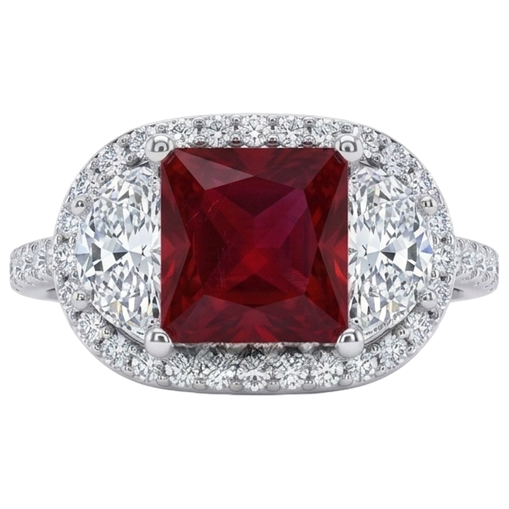 echter princess rubin 3Karat ring Profilansicht