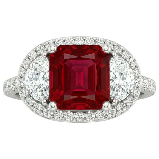 echter princess rubin 3Karat ring Vorderansicht