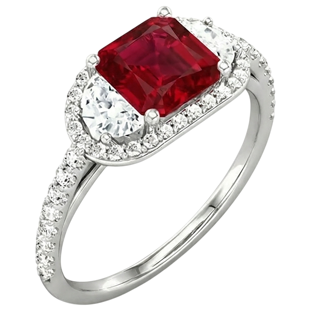 echter princess rubin 3Karat ring Seitenansicht