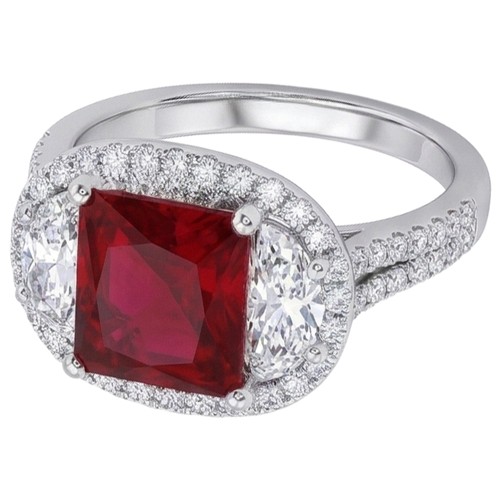 echter princess rubin 3Karat ring auf Weiß