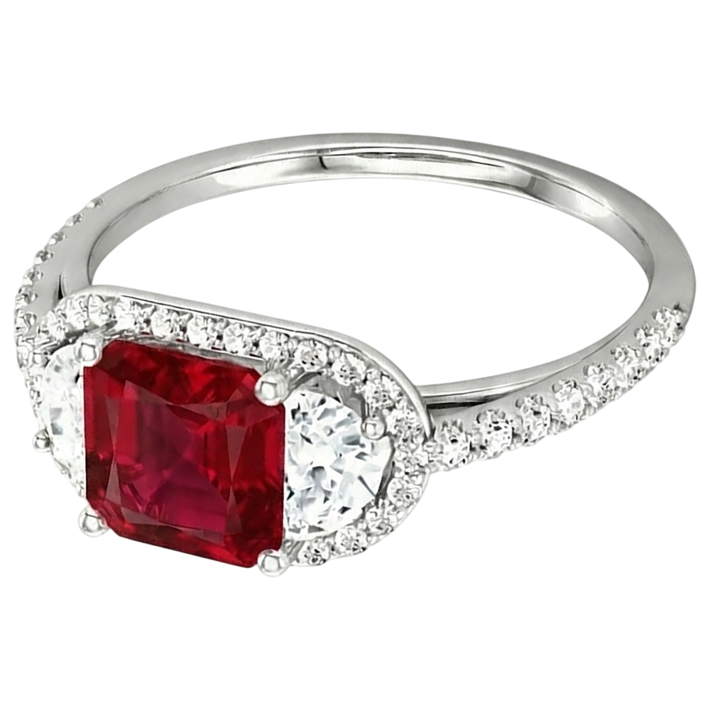 echter princess rubin 3Karat ring Draufsicht
