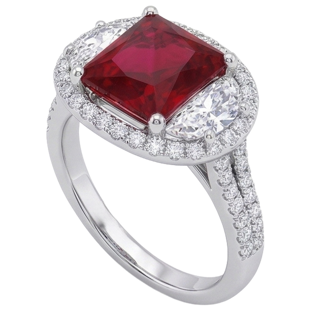 echter princess rubin 3Karat ring Band Detail