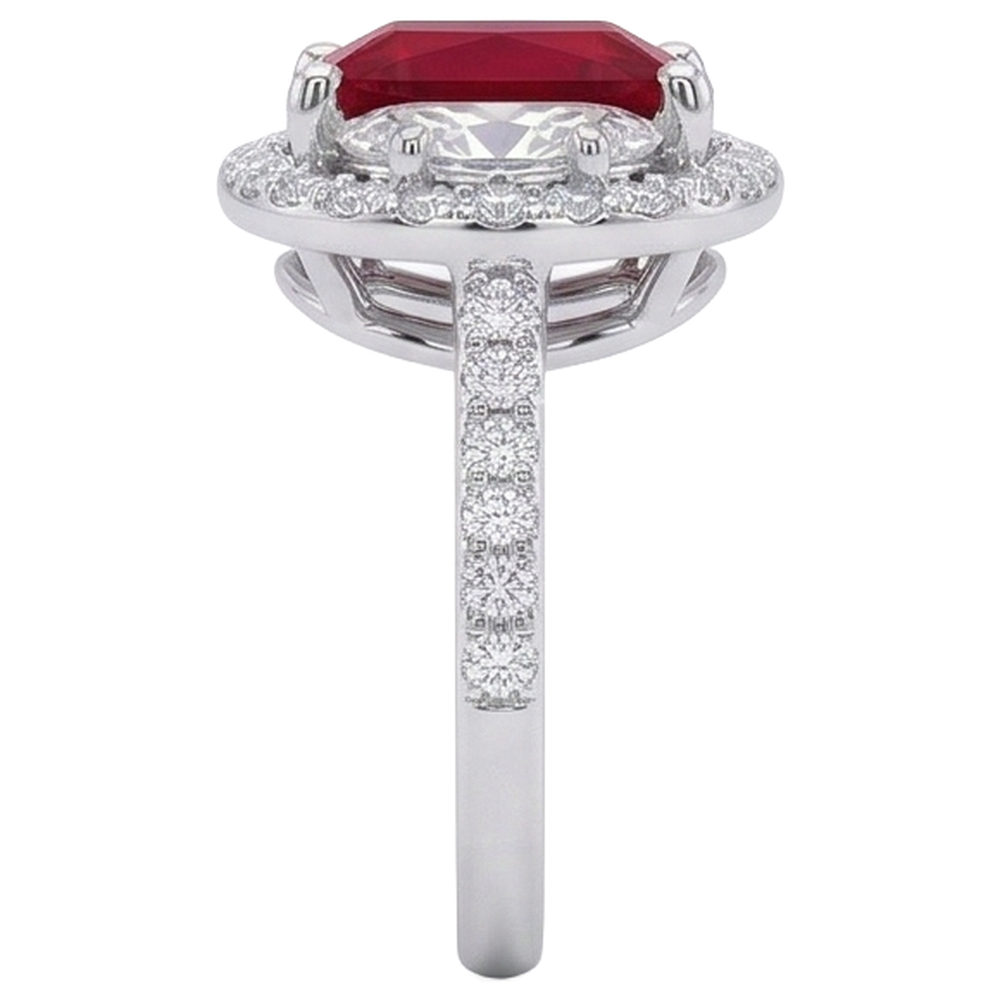 echter princess rubin 3Karat ring Dreiviertelansicht
