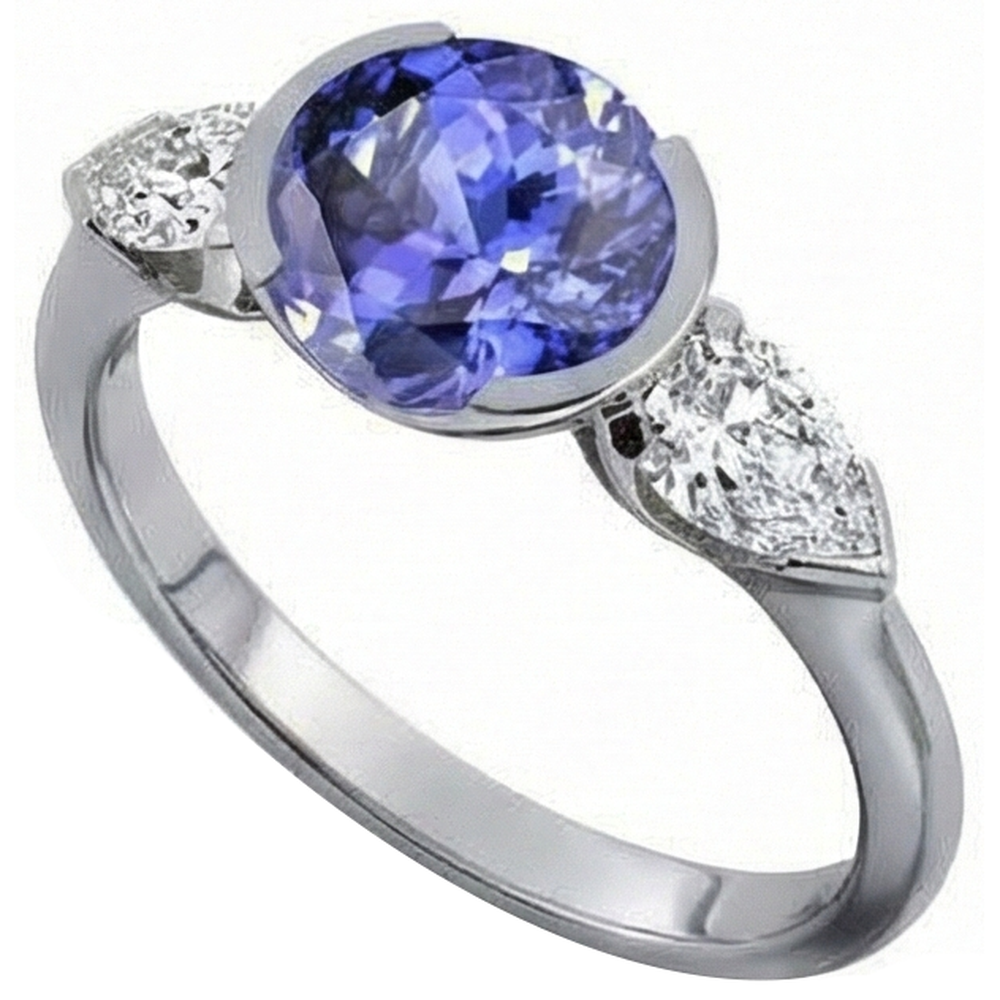 echter oval tansanit 3Karat ring Seitenansicht