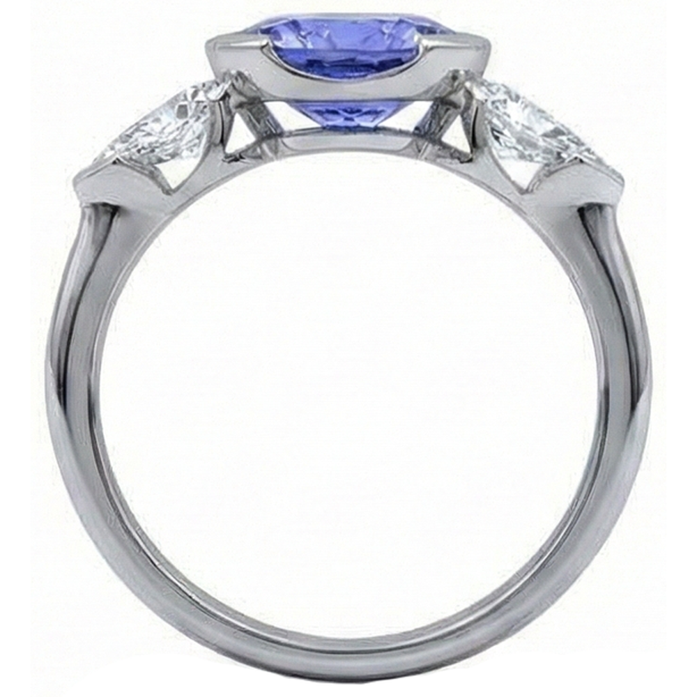 echter oval tansanit 3Karat ring Draufsicht