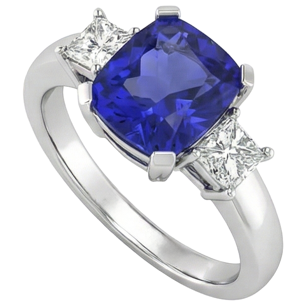 echter round tansanit 4.01Karat ring Detailansicht