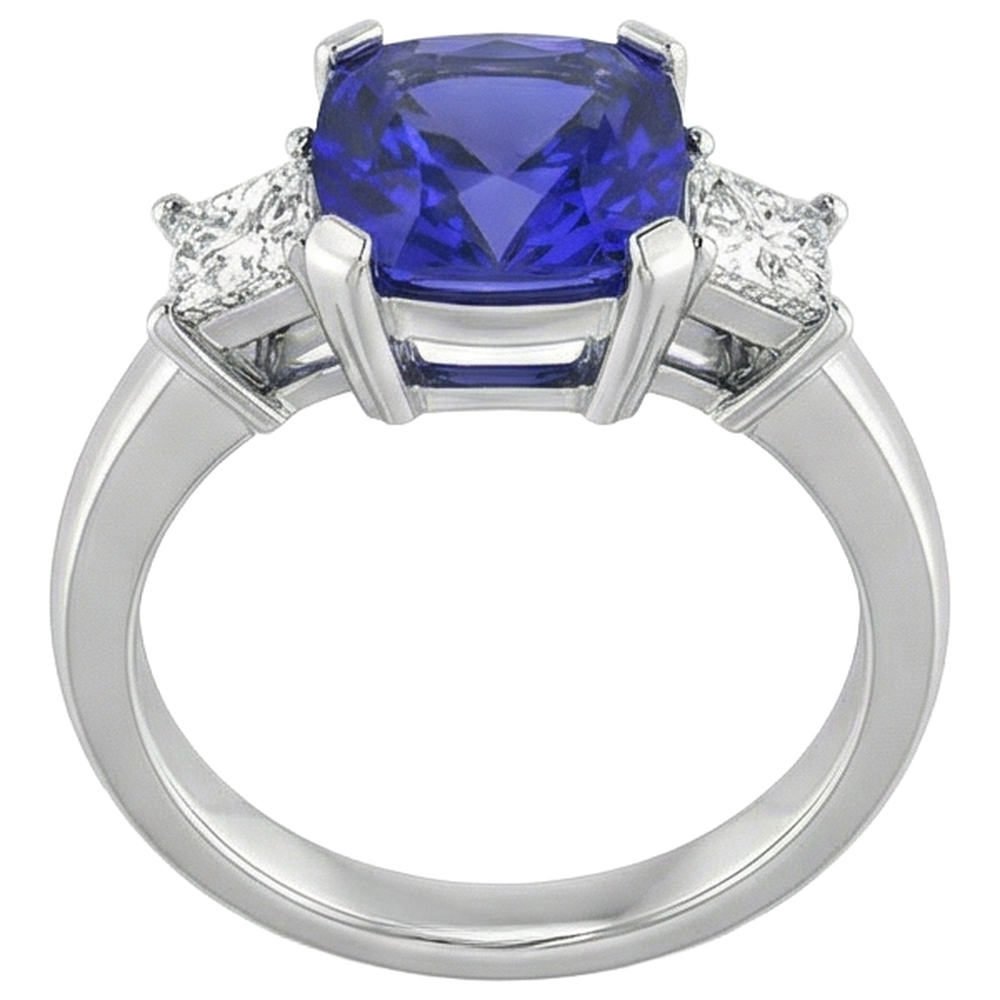 echter round tansanit 4.01Karat ring Draufsicht
