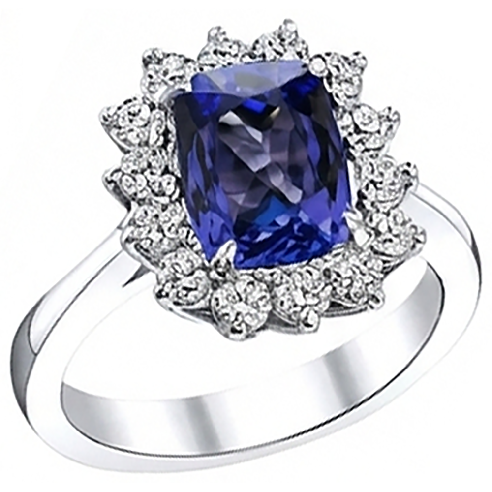 echter round tansanit 4.30Karat ring Seitenansicht