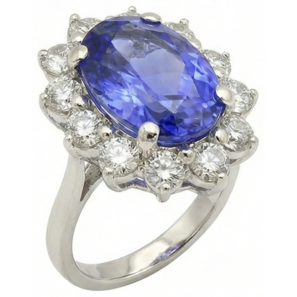echter oval tansanit 7.50Karat ring Seitenansicht