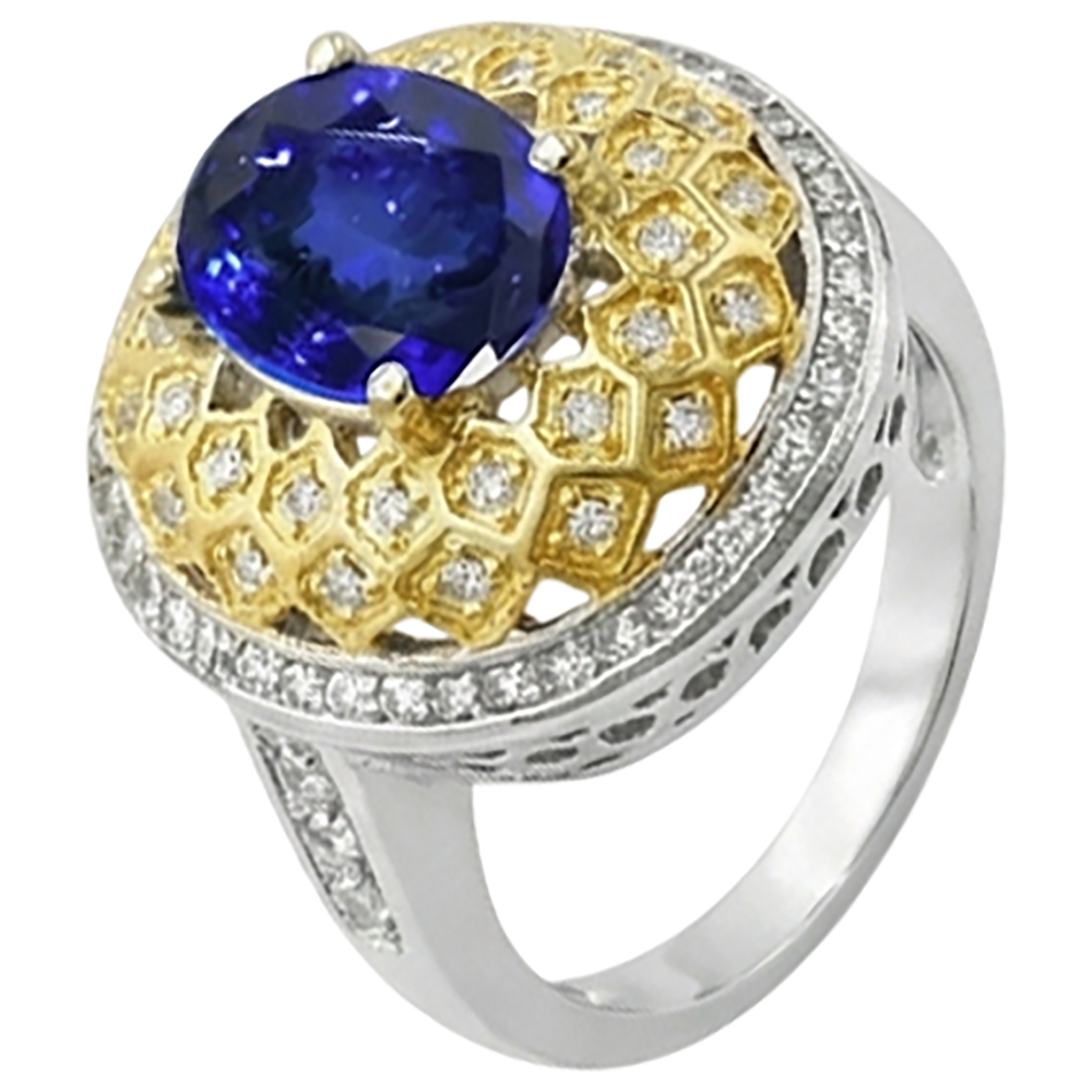 echter oval tansanit 3.10Karat ring Detailansicht