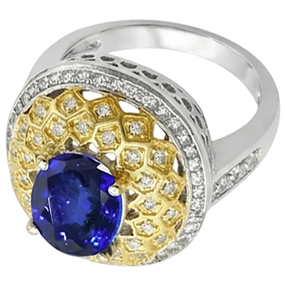 echter oval tansanit 3.10Karat ring Draufsicht