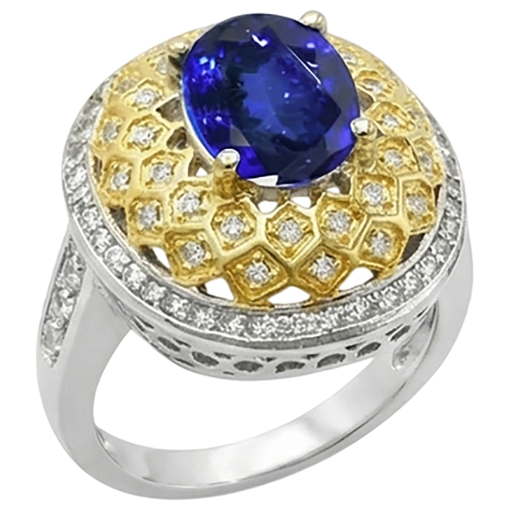 echter oval tansanit 3.10Karat ring Profilansicht