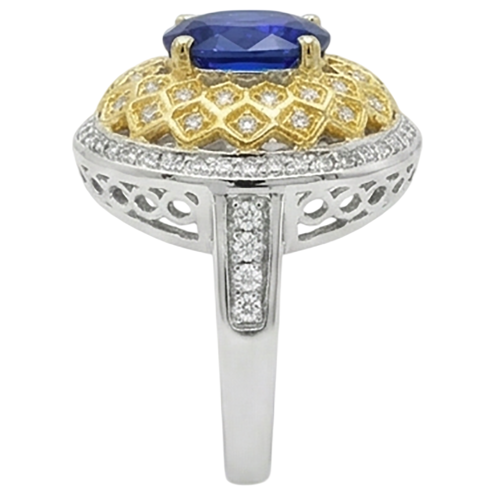 echter oval tansanit 3.10Karat ring auf Weiß