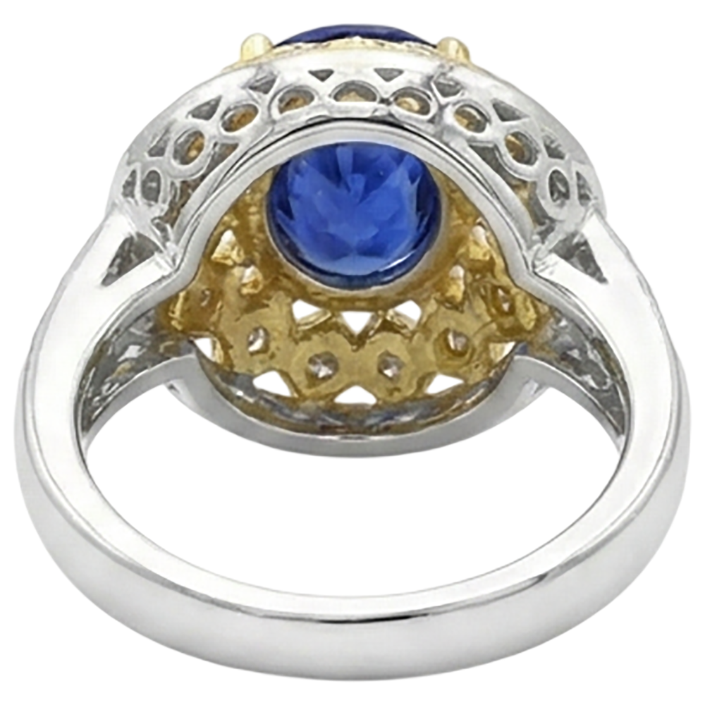 echter oval tansanit 3.10Karat ring mit Diamantbesatz