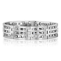 Funkelnder Runder Echt Diamant Herren Massiv Armband 6 Karat 14K Weißgold