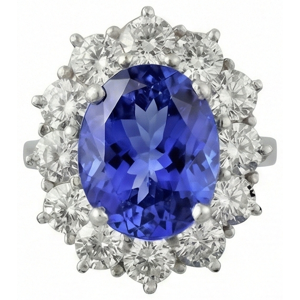 echter oval tansanit 6Karat ring Seitenansicht