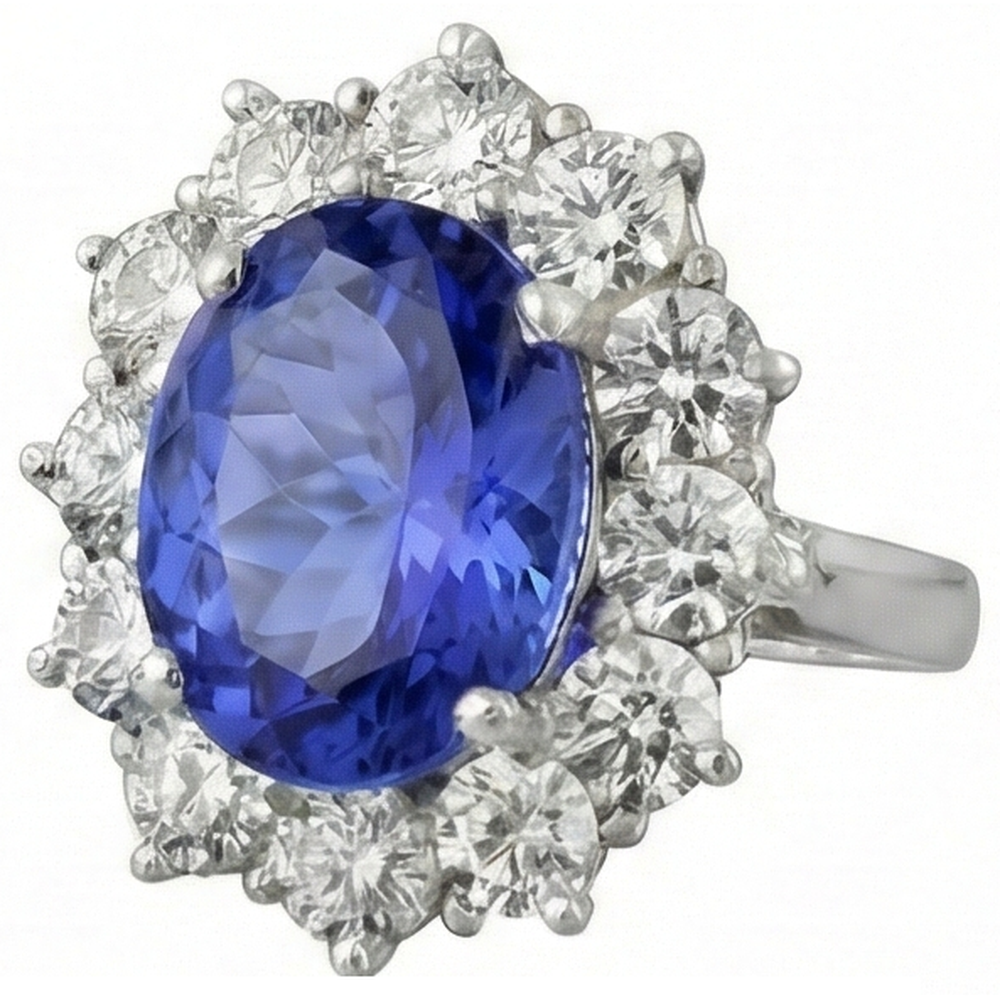 echter oval tansanit 6Karat ring Detailansicht