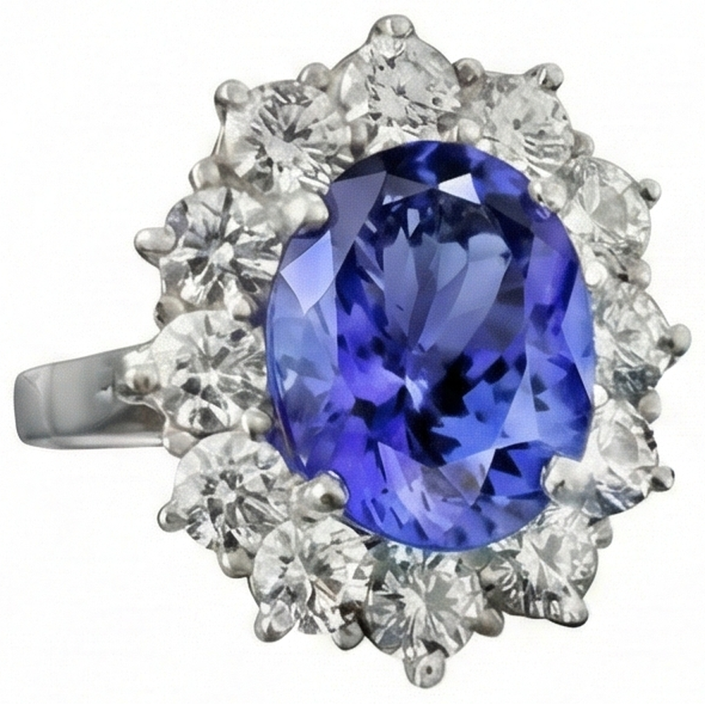 echter oval tansanit 6Karat ring Draufsicht