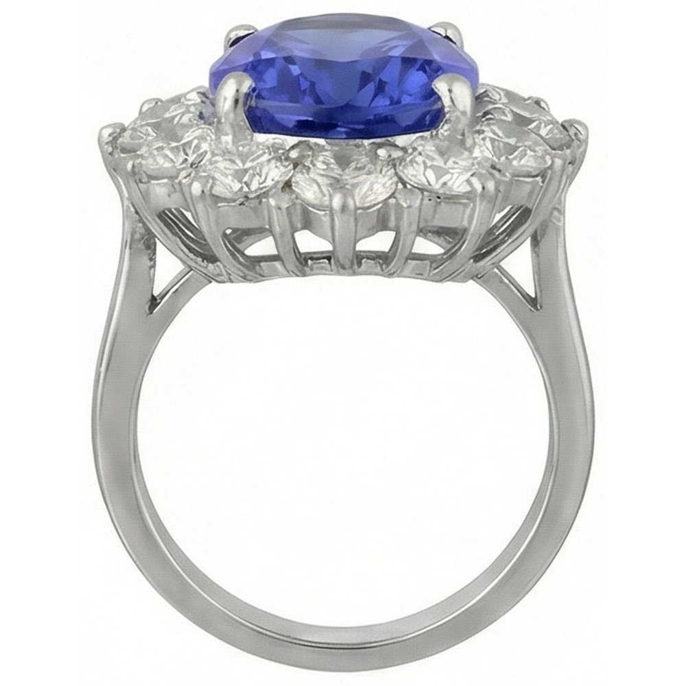 echter oval tansanit 6Karat ring auf Weiß