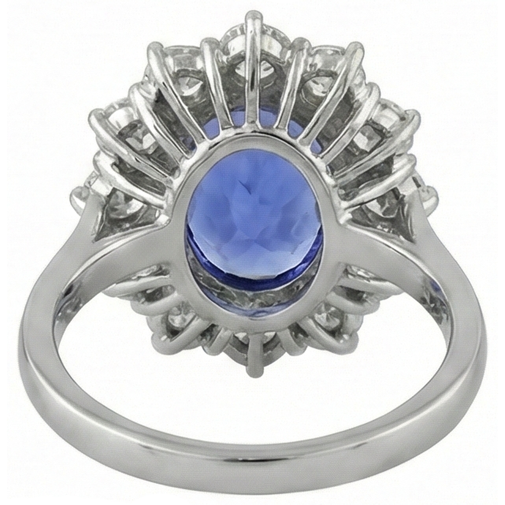 echter oval tansanit 6Karat ring mit Diamantbesatz