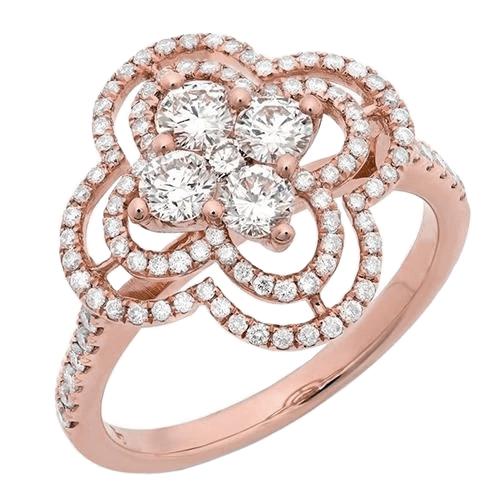Funkelnder Runder Echt Diamant Damen Verlobungsring 1,07 Karat Roségold 14K