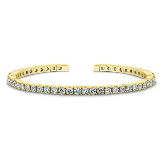 Funkelndes Rundes Natürliche Diamant-Tennis-Armband 6,5 Karat Gelbgold 14K