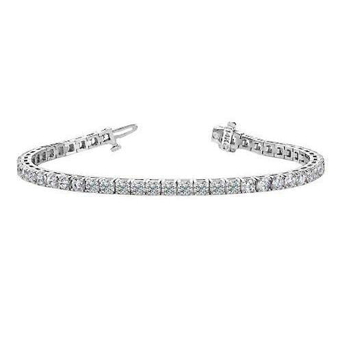 Funkelndes Zinken-Set 9 Karat Rundes Natürliche Diamant-Tennisarmband