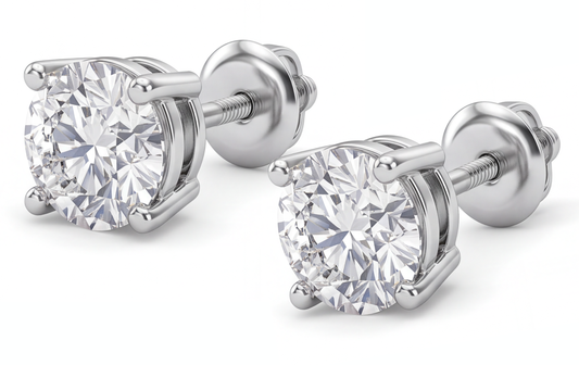GIA-zertifiziert Rundschliff Echt Diamant 1 Karat Ohrstecker 14K Weißgold