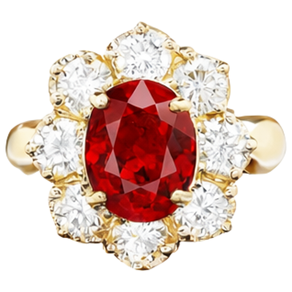 echter oval rubin 4Karat ring Vorderansicht